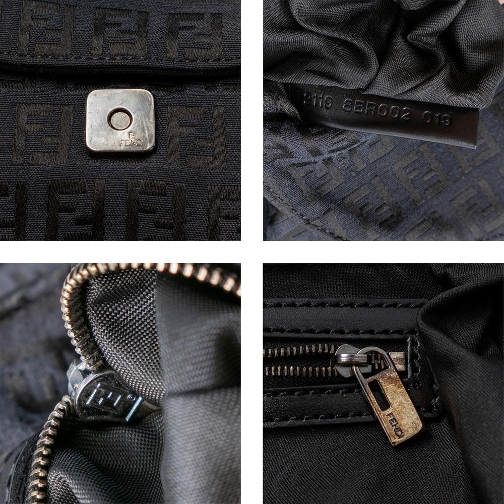 Fendi Mamma Baguette Black Zucca Canvas Shoulder Bag Double Flap FF Logo Vintage - Picture 13 of 13